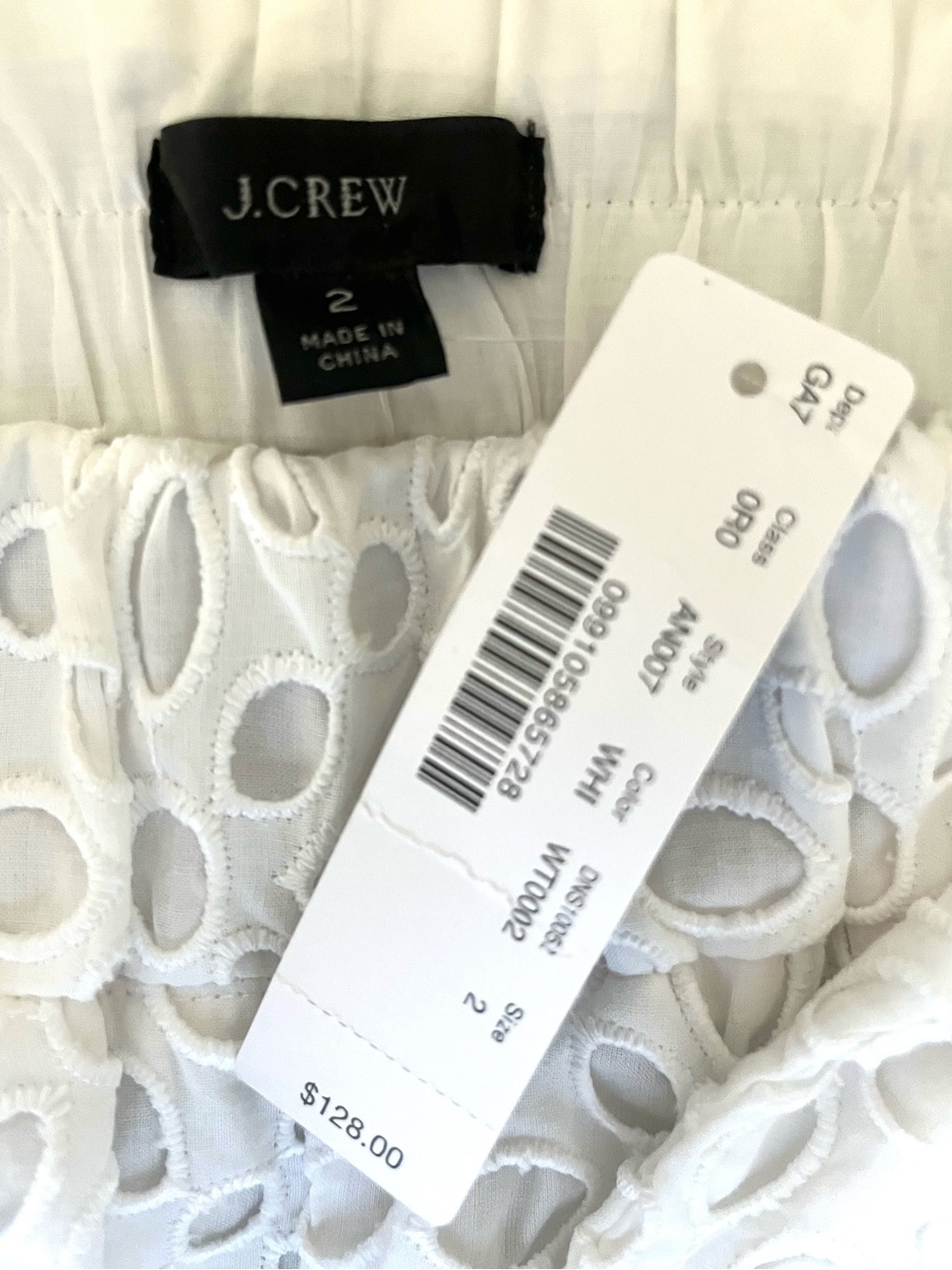 J. Crew White Eyelet Wide-Leg Tie-Waist Pants - Picture 3 of 3